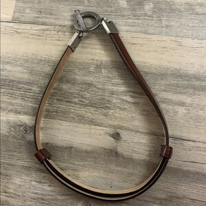 Dress Belt, brown leather, adjustable with Silver Buckle clasp